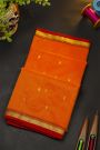 Chanderi Silk Orange Saree With Contrast Kaddi Border
