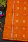 Chanderi Silk Orange Saree With Contrast Kaddi Border