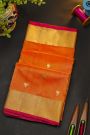 Chanderi Sico Orange Saree With Contrast Kaddi Border