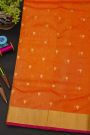Chanderi Sico Orange Saree With Contrast Kaddi Border