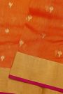 Chanderi Sico Orange Saree With Contrast Kaddi Border