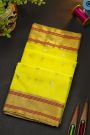 Chanderi Sico Yellow Saree With Gap Motifs Border