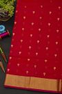 Chanderi Silk Red Saree With Kaddi Border