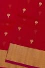 Chanderi Silk Red Saree With Kaddi Border