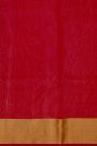 Chanderi Silk Red Saree With Kaddi Border
