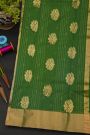 Chanderi Sico Bottle Green Saree With Kaddi Border