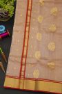 Chanderi Sico Peach Saree With Kaddi Border