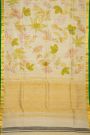 Eco Printed Silk Off White Saree With Diamonds Border