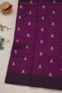 Chanderi Silk Purple Saree With Florals In Zari Body