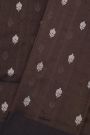 Chanderi Silk Dark Brown Saree With Zari Buttis Body