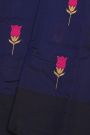 Chanderi Silk Navy Blue Saree With Florals And Buttis Body