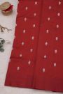 Chanderi Silk Red Saree With Meenakari Buttis Body