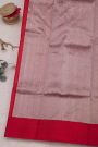 Chanderi Silk Red Saree With Meenakari Buttis Body