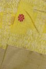 Chanderi Silk Yellow Saree With Meenakari Zari Checks Body