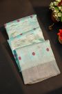 Chanderi Silk Sky Blue Saree With Floral And Butti Body