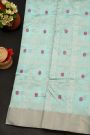Chanderi Silk Sky Blue Saree With Floral And Butti Body