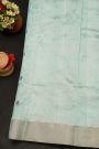 Chanderi Silk Sky Blue Saree With Floral And Butti Body
