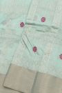 Chanderi Silk Sky Blue Saree With Floral And Butti Body