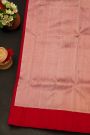 Chanderi Silk Red Saree With Floral And Buttis Body