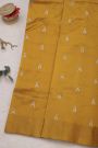 Chanderi Silk Golden Yellow Saree With Meenakari Buttis Body