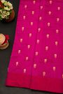 Chanderi Silk Rani Pink Saree With Floral And Buttis In Body