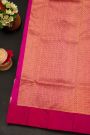 Chanderi Silk Rani Pink Saree With Floral And Buttis In Body