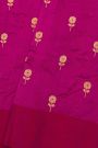 Chanderi Silk Rani Pink Saree With Floral And Buttis In Body