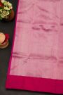 Chanderi Silk Rani Pink Saree With Floral And Buttis In Body
