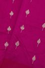 Chanderi Silk Rani Pink Saree With Floral And Buttis In Body