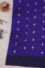 Chanderi Silk Royal Blue Saree With Silver Zari Buttis Body