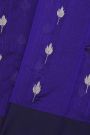 Chanderi Silk Royal Blue Saree With Silver Zari Buttis Body