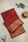 Chanderi Silk Red Saree With Florals And Diamonds Border