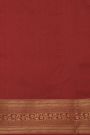 Chanderi Silk Red Saree With Florals And Diamonds Border
