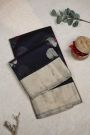 Chanderi Silk Black Saree With Florals And Leaves In Zari Body