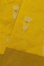 Chanderi Silk Yellow Saree With Floral Buttis In Zari Body