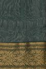 Chanderi Silk Bottle Green Saree With Florals And Leaves Jaal Border