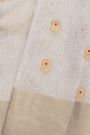 Chanderi Silk Cream Saree With Meenakari Buttis