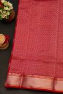 Chanderi Silk Red Saree With Floral And Leaf Jaal Body