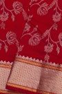 Chanderi Silk Red Saree With Floral And Leaf Jaal Body