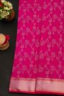 Chanderi Silk Rani Pink Saree With Florals And Diamonds In Zari Border