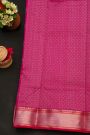 Chanderi Silk Rani Pink Saree With Florals And Diamonds In Zari Border