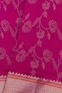 Chanderi Silk Rani Pink Saree With Florals And Diamonds In Zari Border