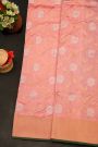 Chanderi Silk Peach Pink Saree With Floral And Leaf Jaal Body