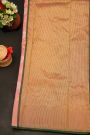 Chanderi Silk Peach Pink Saree With Floral And Leaf Jaal Body