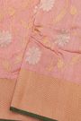 Chanderi Silk Peach Pink Saree With Floral And Leaf Jaal Body