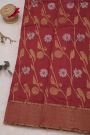 Chanderi Silk Maroon Saree With All Over Florals Jaal Body