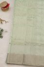 Chanderi Silk Sea Foam Green Saree With Florals Meenakari Body