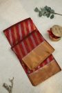 Chanderi Silk Red Saree With Self Kaddi Border