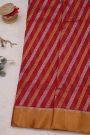 Chanderi Silk Red Saree With Self Kaddi Border