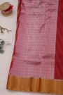 Chanderi Silk Red Saree With Self Kaddi Border